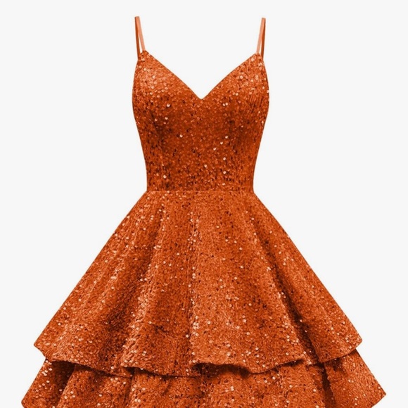 Elegant Orange Sequin Dress - Picture 1 of 2